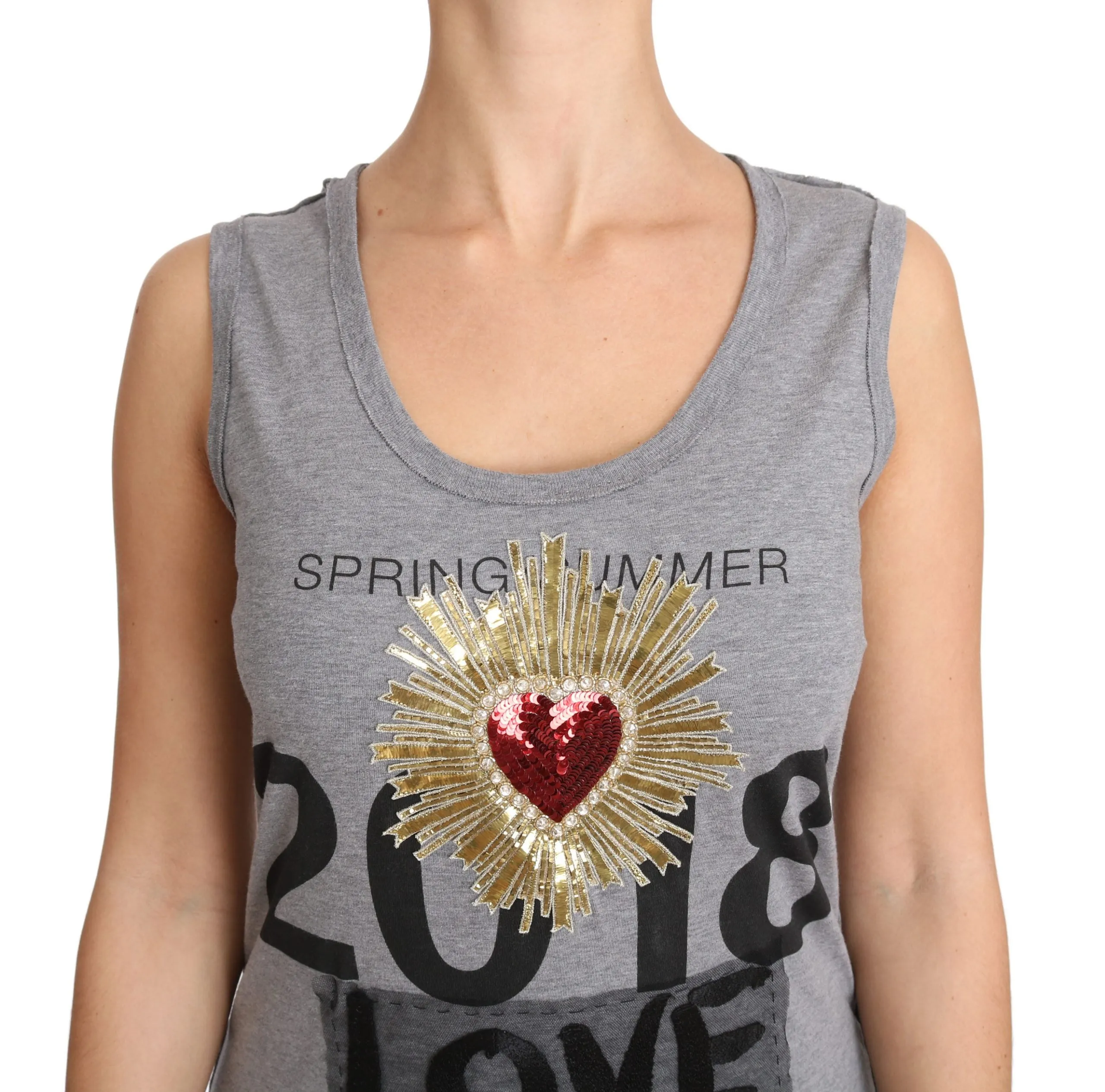Sequined Heart Tank Top in Gray sold by Louxly product image thumbnail 4