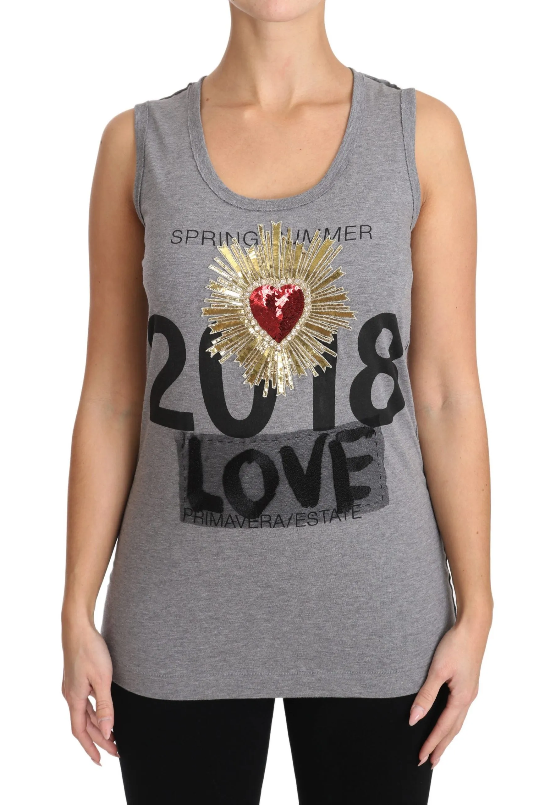 Sequined Heart Tank Top in Gray sold by Louxly