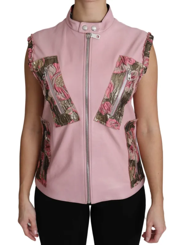 Stunning Pink Sleeveless Leather Vest sold by Louxly