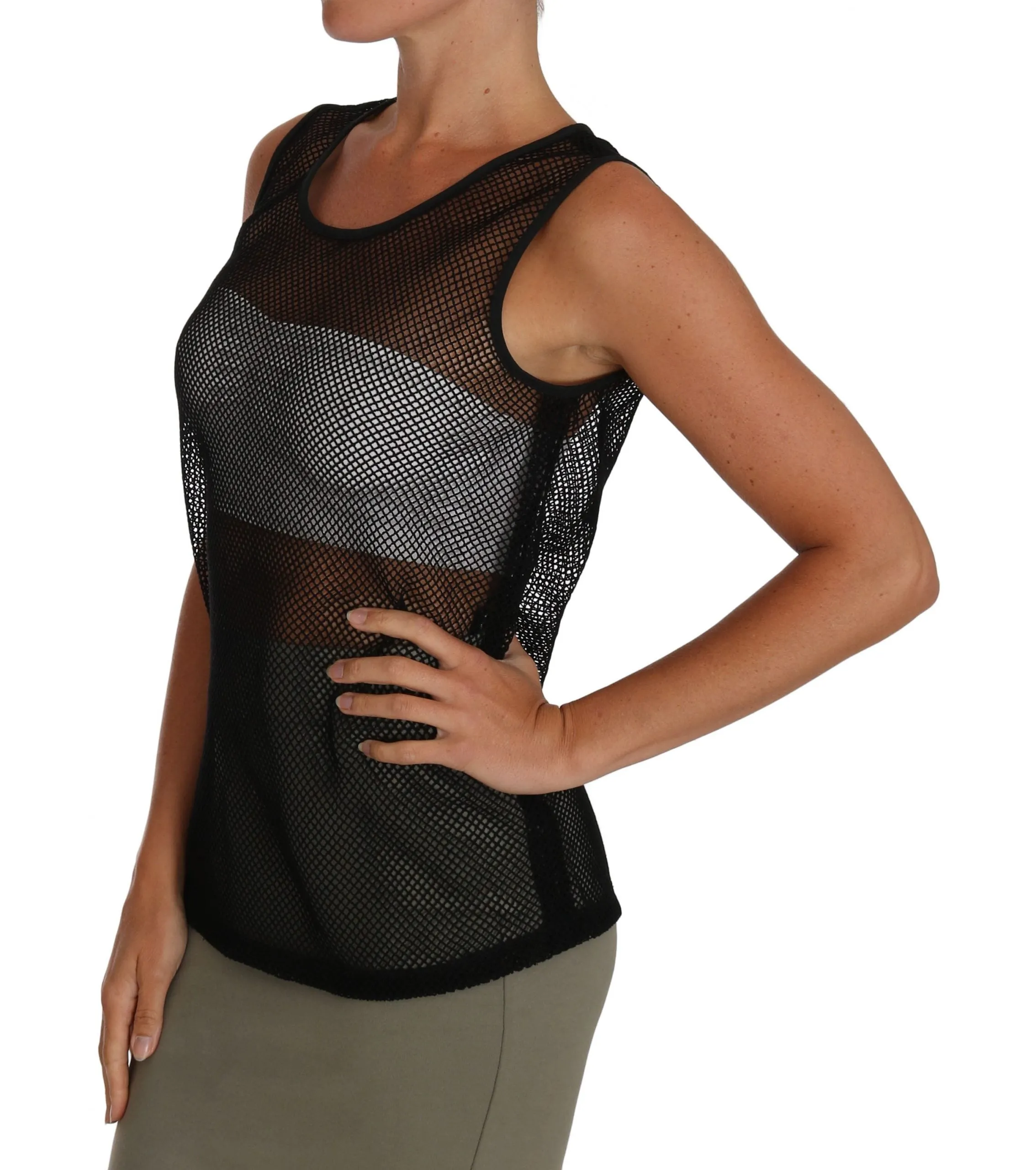 Elegant Black Mesh Sleeveless Blouse Top sold by Louxly product image thumbnail 2