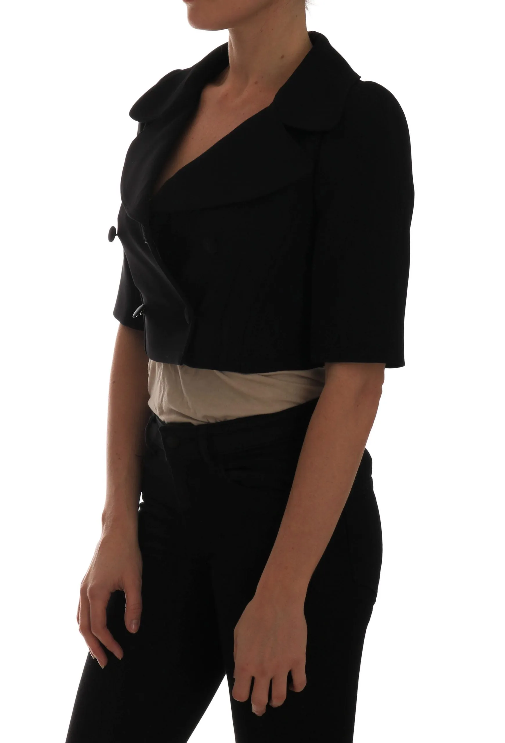 Chic Black Cropped Double Breasted Blazer sold by Louxly product image thumbnail 4
