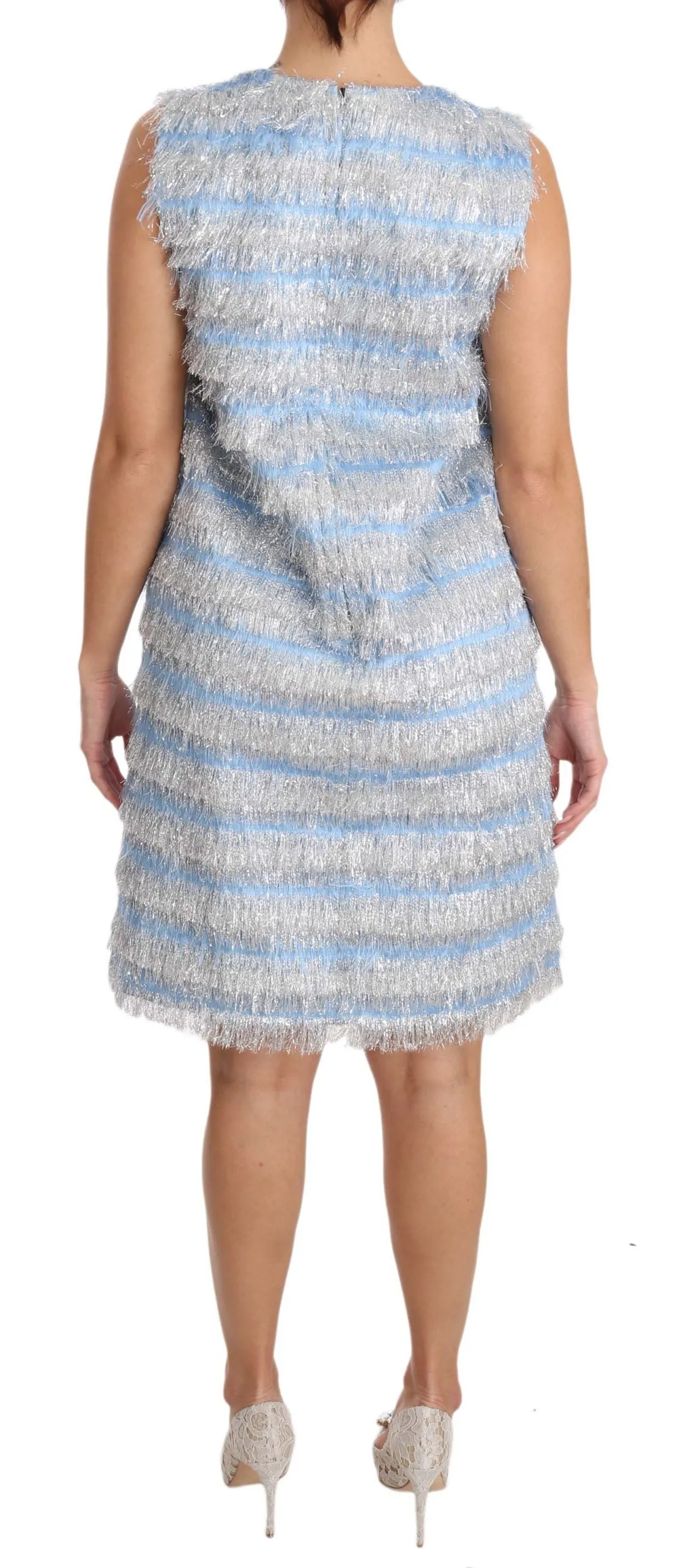 Elegant Light Blue Fringe Shift Dress sold by Louxly product image thumbnail 2