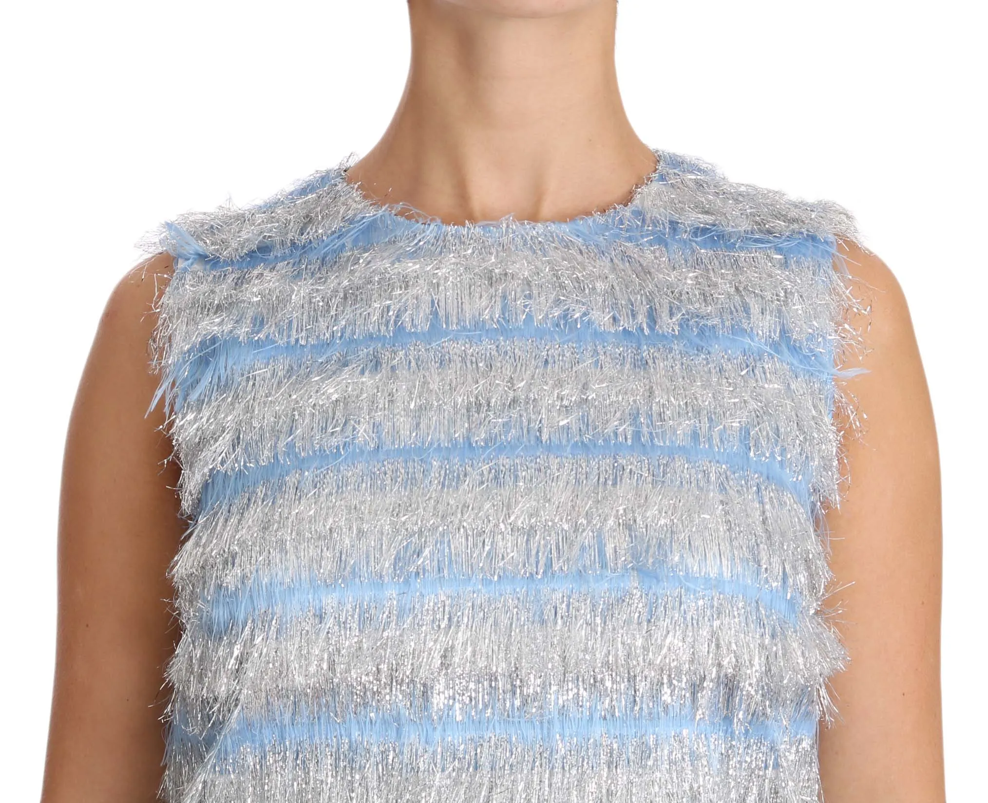 Elegant Light Blue Fringe Shift Dress sold by Louxly product image thumbnail 3