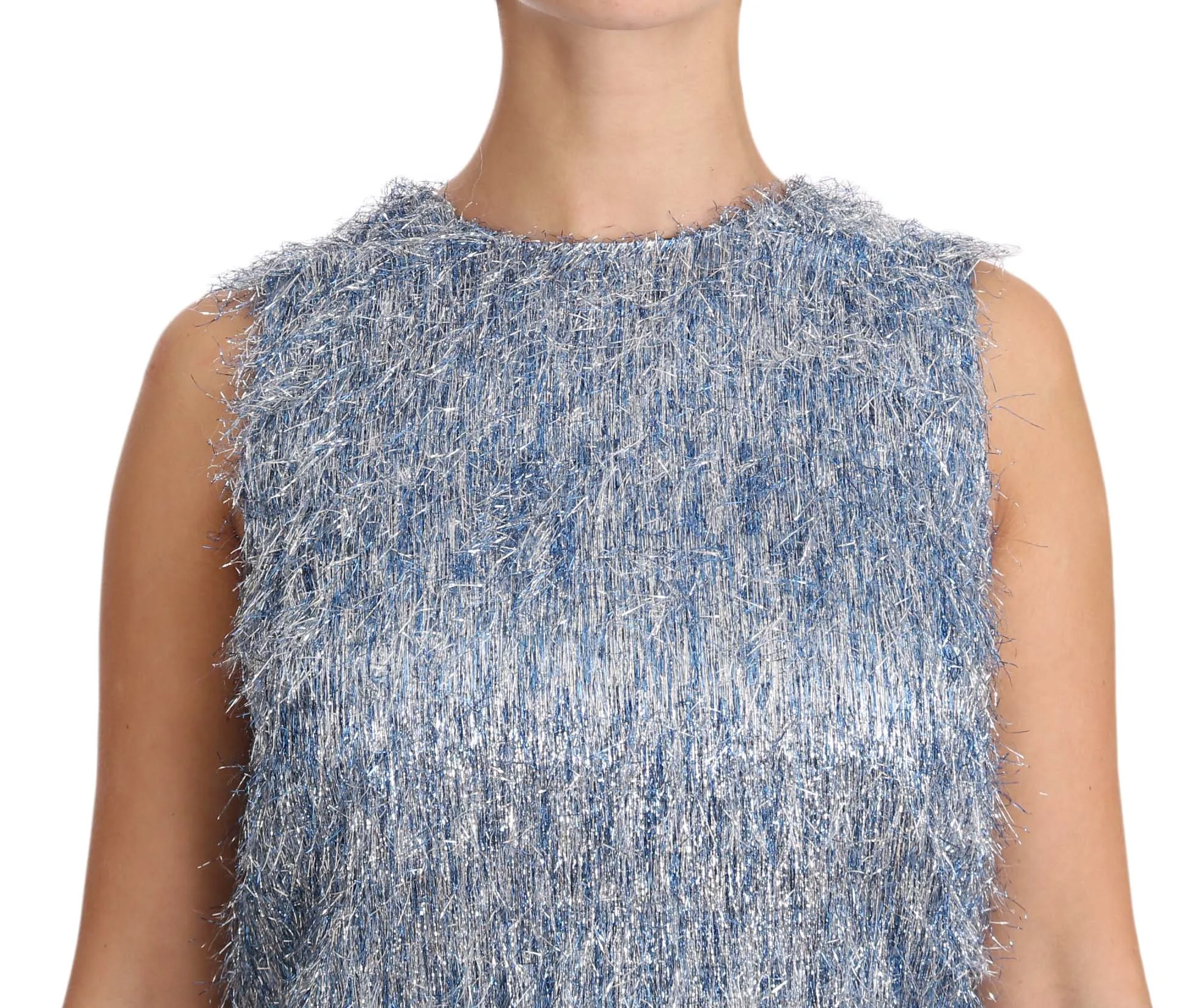 Elegant Light Blue Fringe Shift Dress sold by Louxly product image thumbnail 2