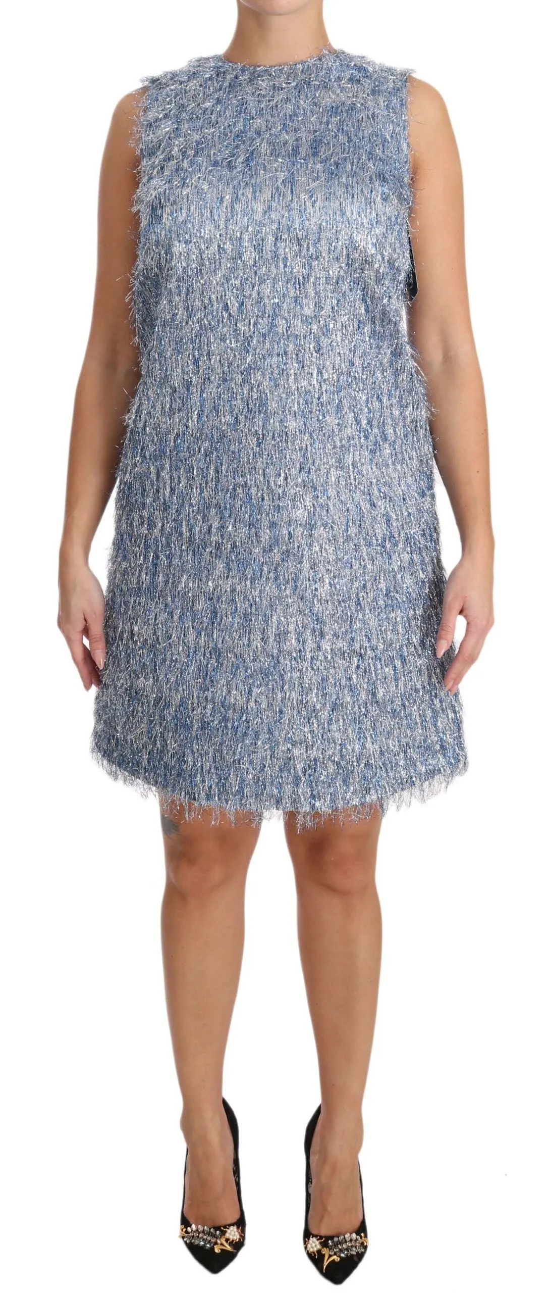Elegant Light Blue Fringe Shift Dress sold by Louxly product image thumbnail 3