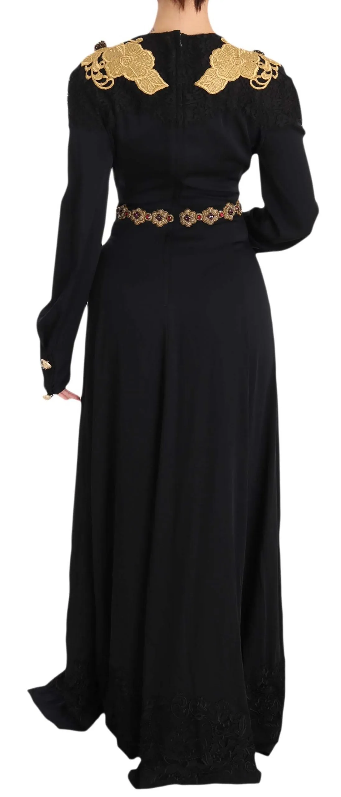 Elegant Maxi Black Dress with Gold Detailing sold by Louxly product image thumbnail 4