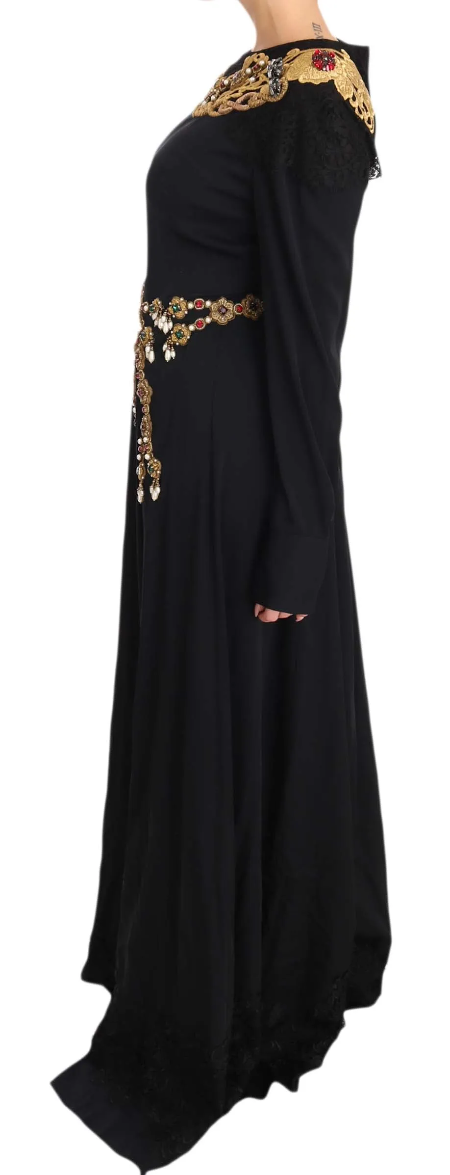 Elegant Maxi Black Dress with Gold Detailing sold by Louxly product image thumbnail 2
