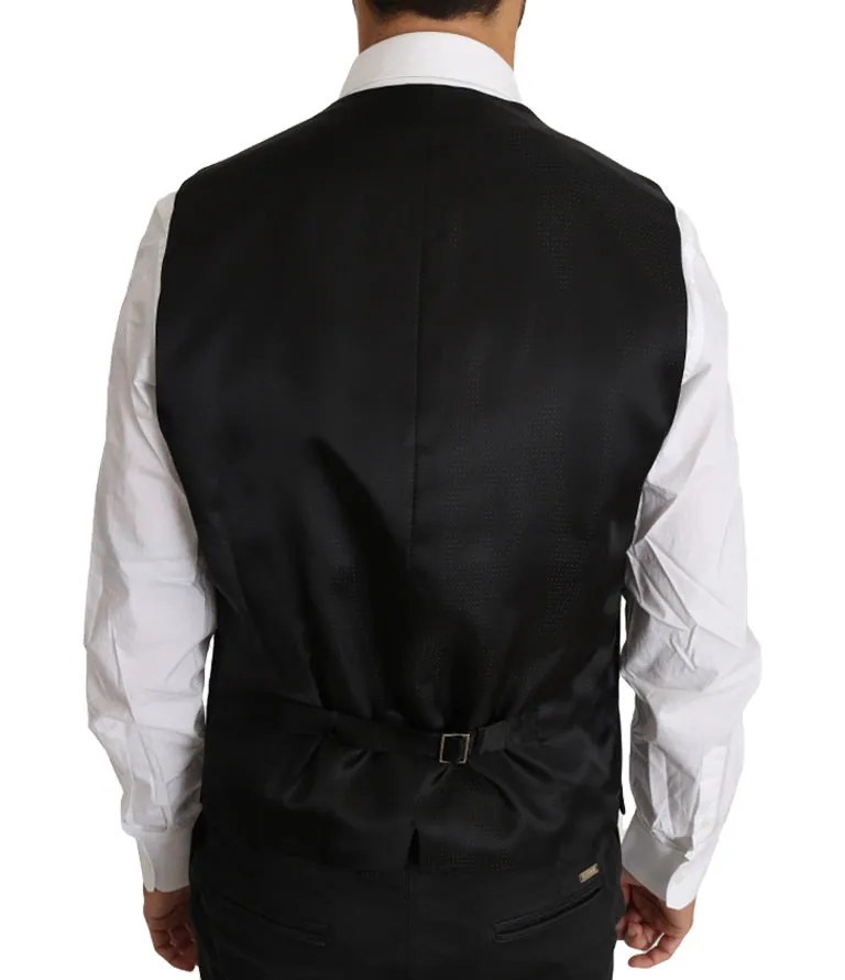 Elegant Gray Slim-Fit Wool-Silk Vest sold by Louxly product image thumbnail 3