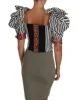 Elegant Cropped Corset Top with Crystal Buttons sold by Louxly