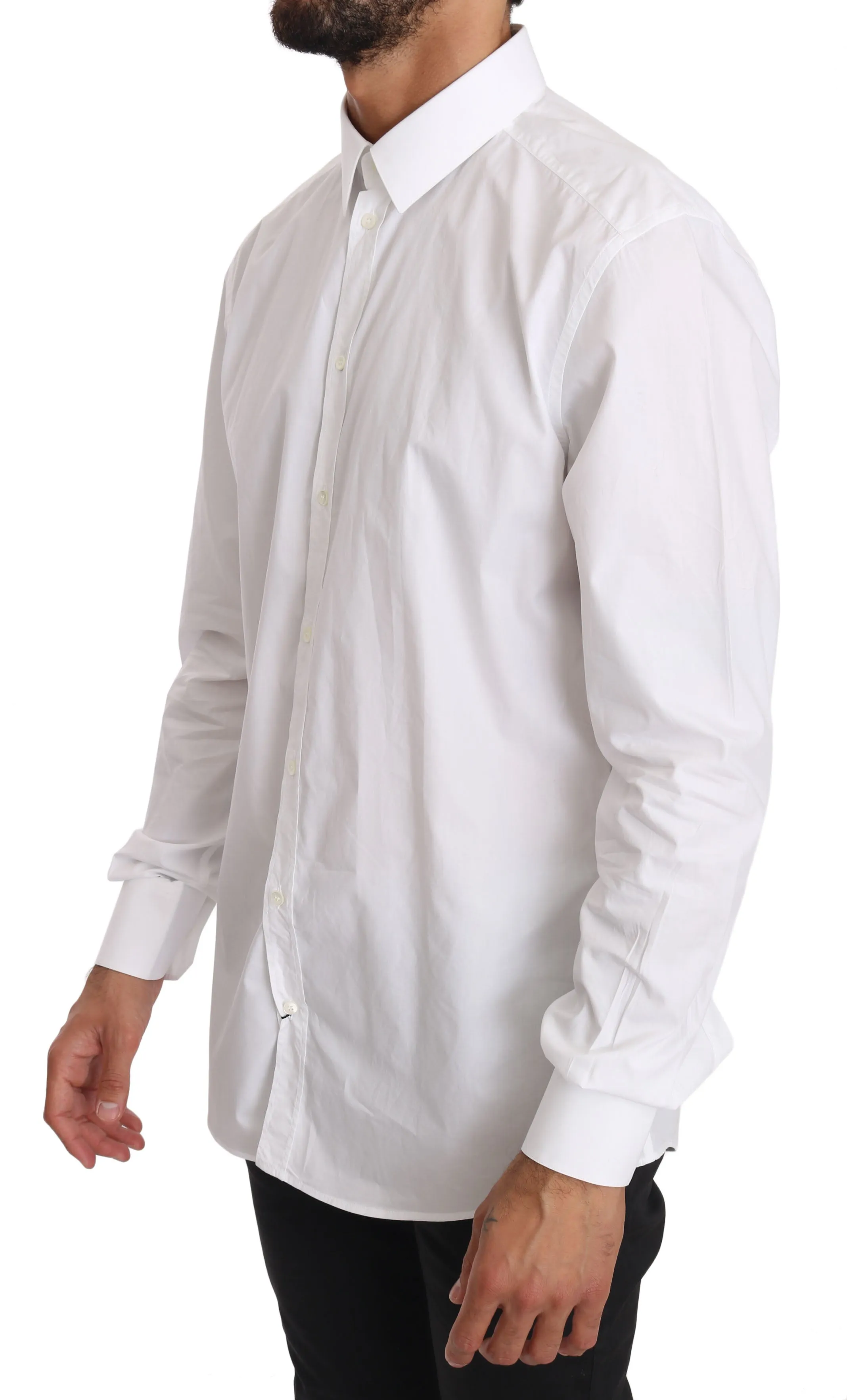 Elegant Slim Fit Dress Shirt in Pure White sold by Louxly product image thumbnail 3
