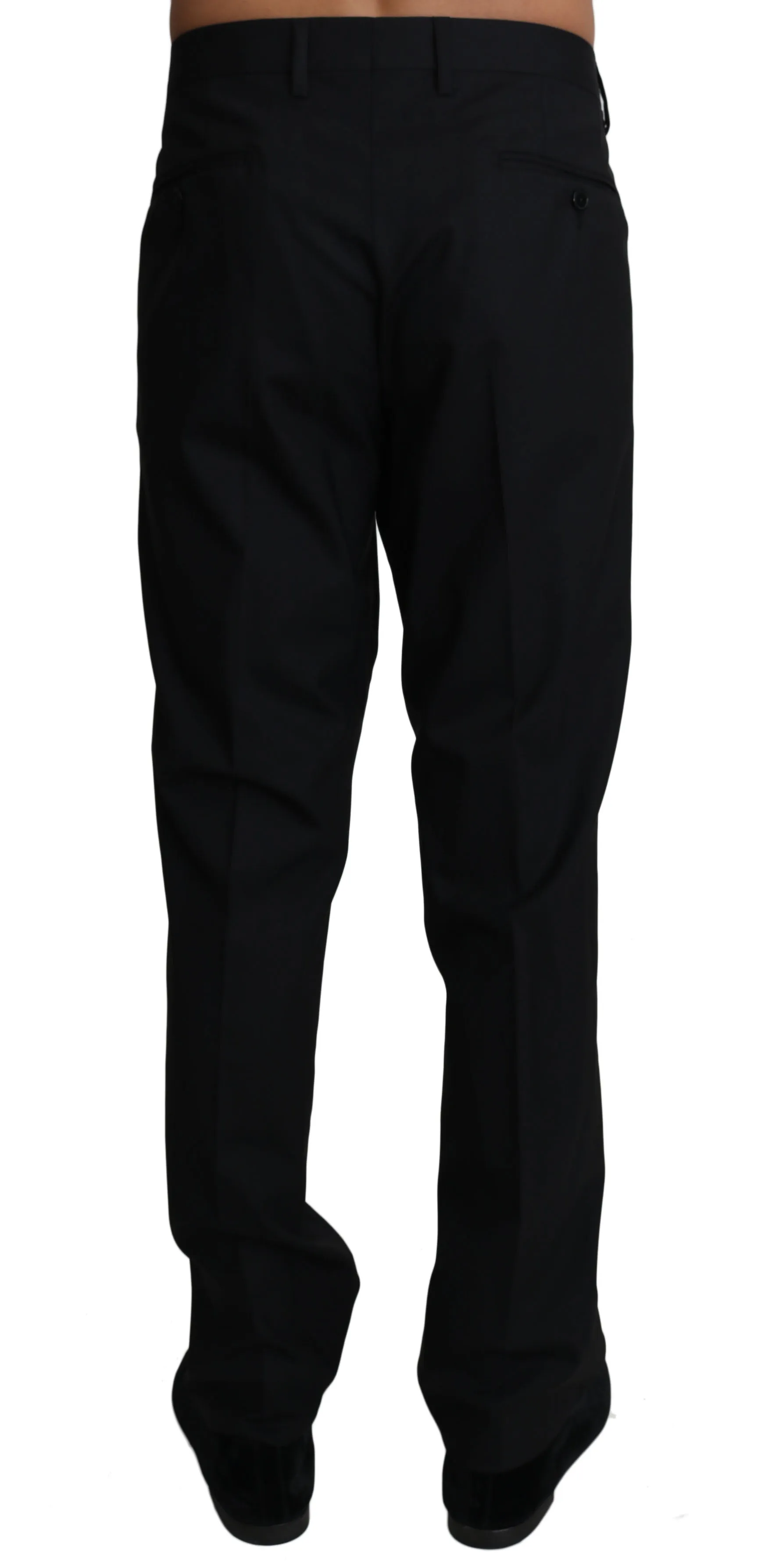 Elegant Black Formal Wool Blend Trousers sold by Louxly product image thumbnail 3