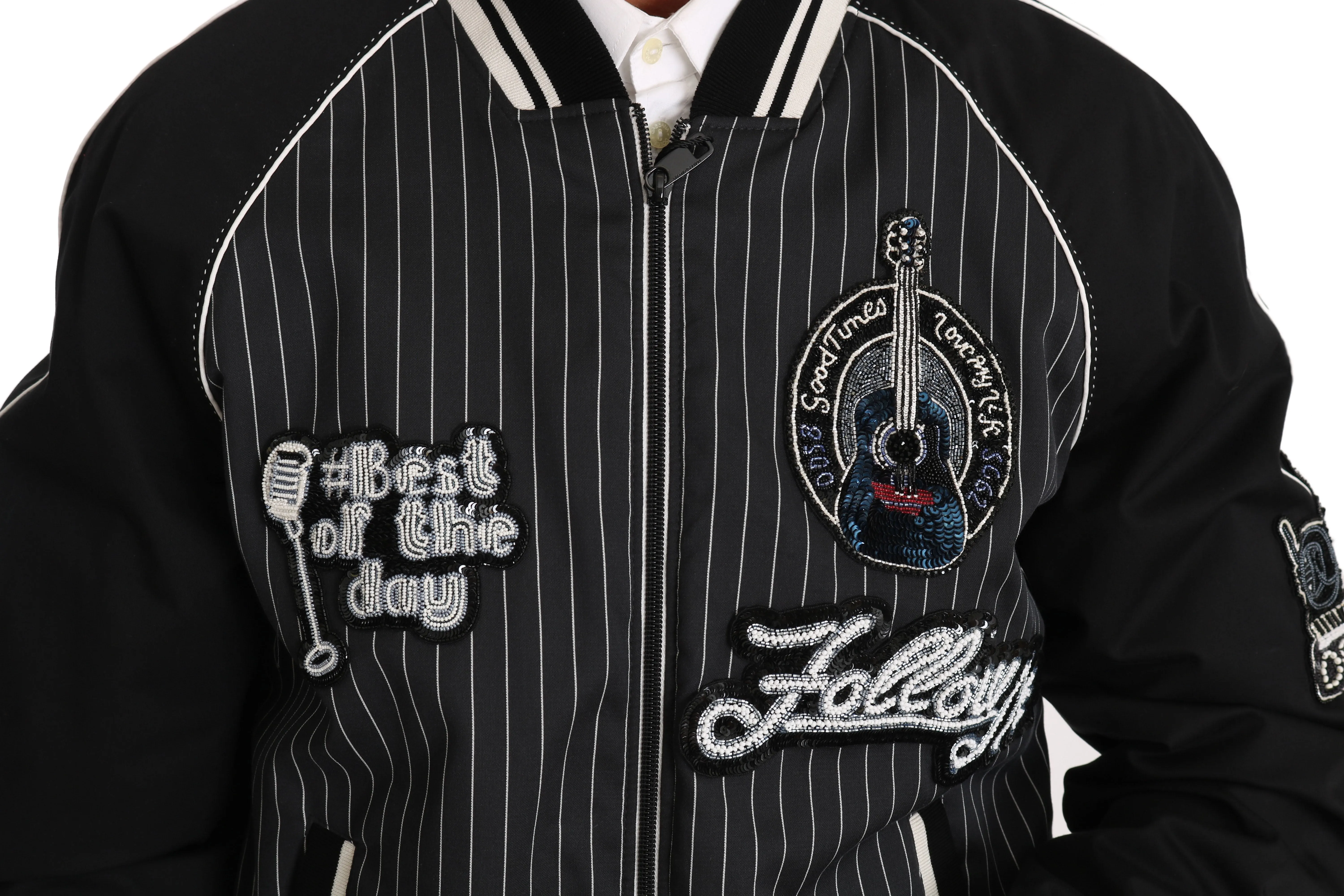 Elegant Sequined Black Bomber Jacket sold by Louxly product image thumbnail 2