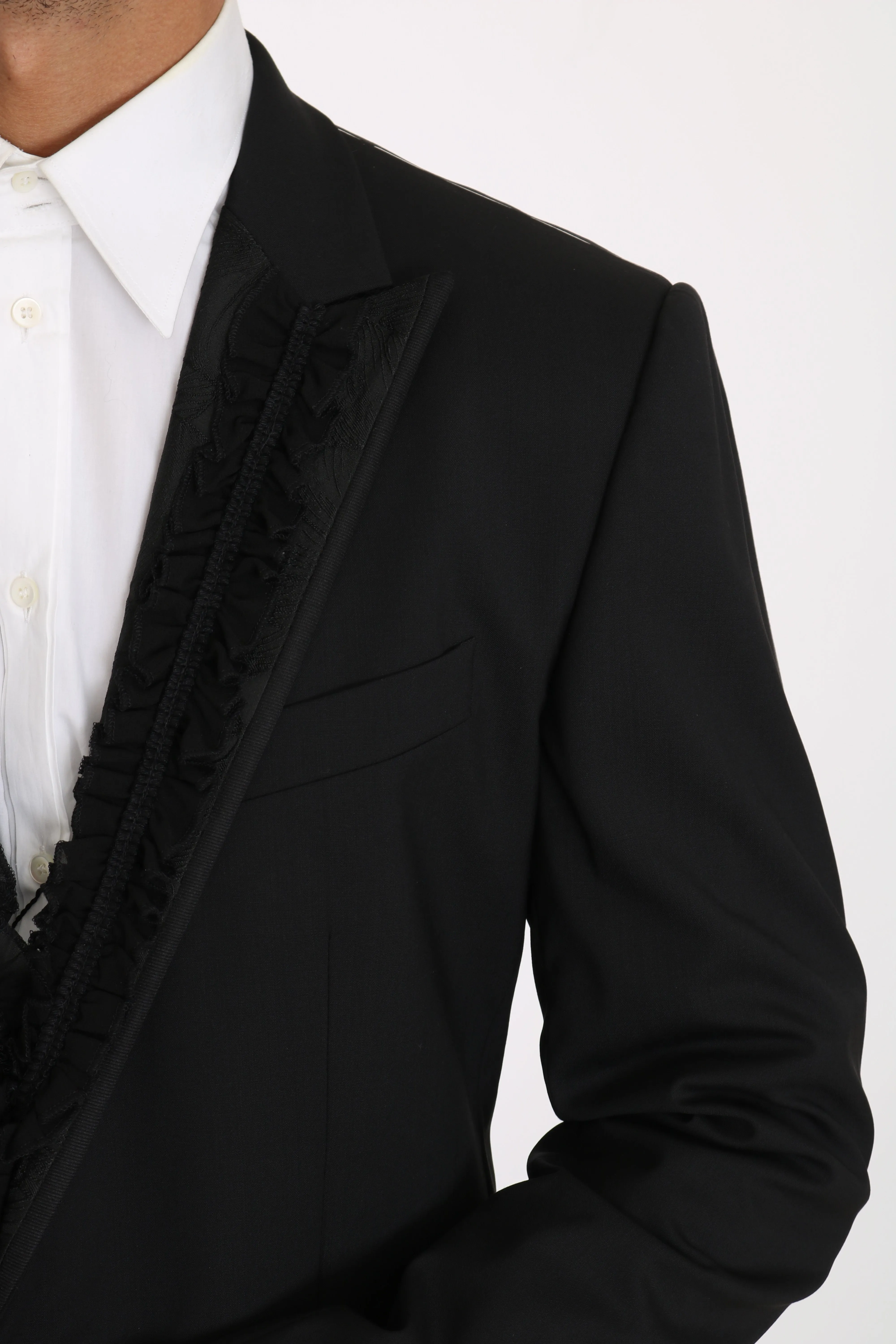 Elegant Black Slim Fit Martini Blazer Jacket sold by Louxly product image thumbnail 2