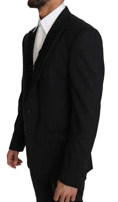 Elegant Black Slim Fit Martini Blazer Jacket sold by Louxly product image thumbnail 4