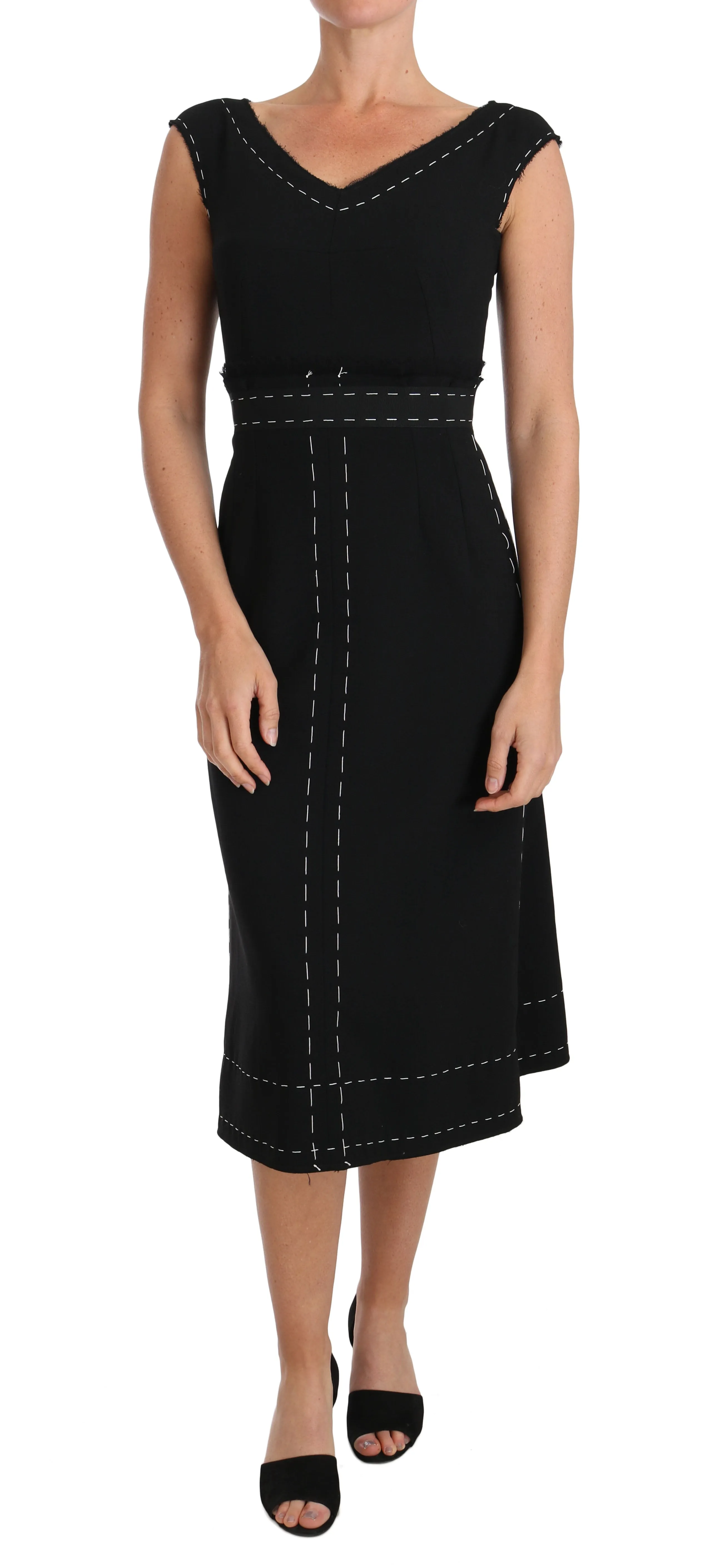 Elegant Black Sheath Wool Dress sold by Louxly