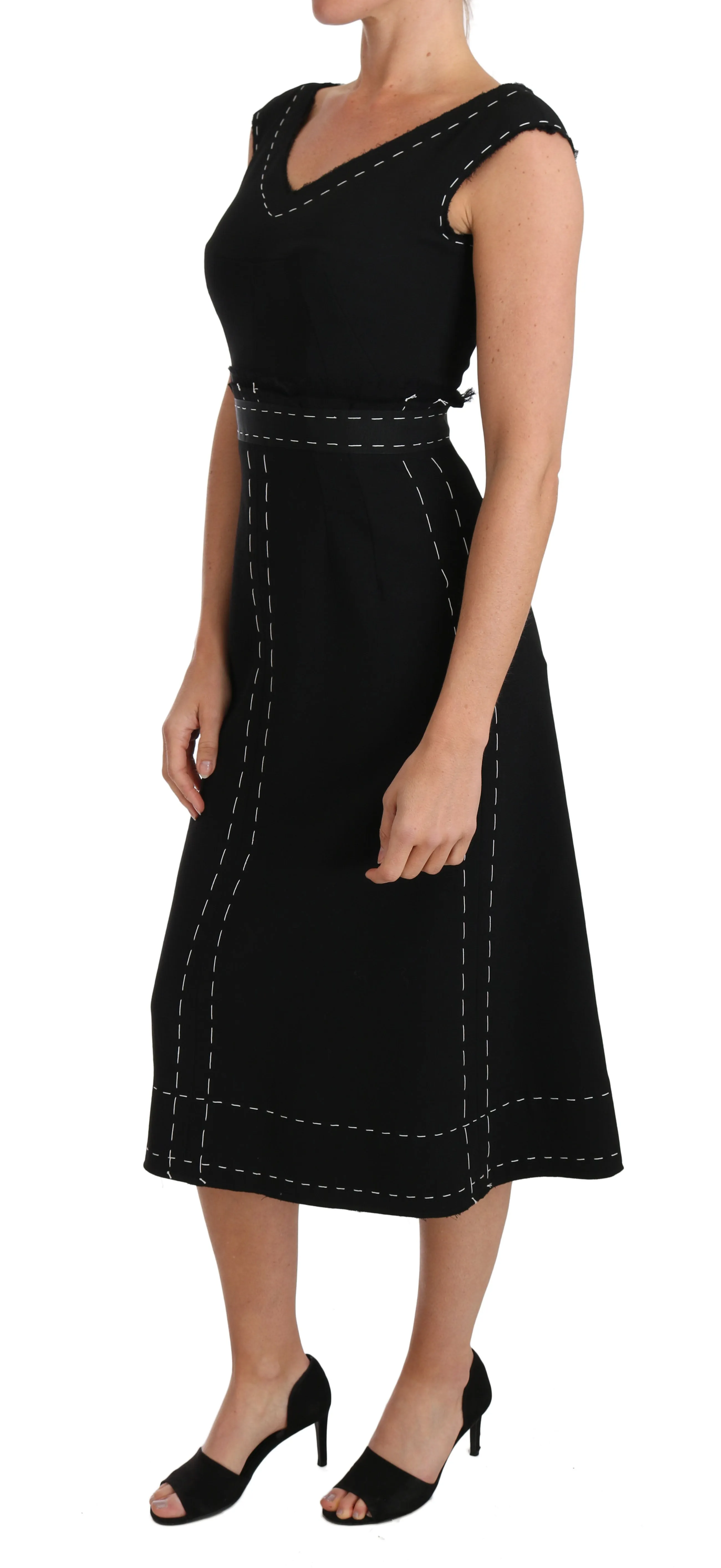 Elegant Black Sheath Wool Dress sold by Louxly product image thumbnail 2