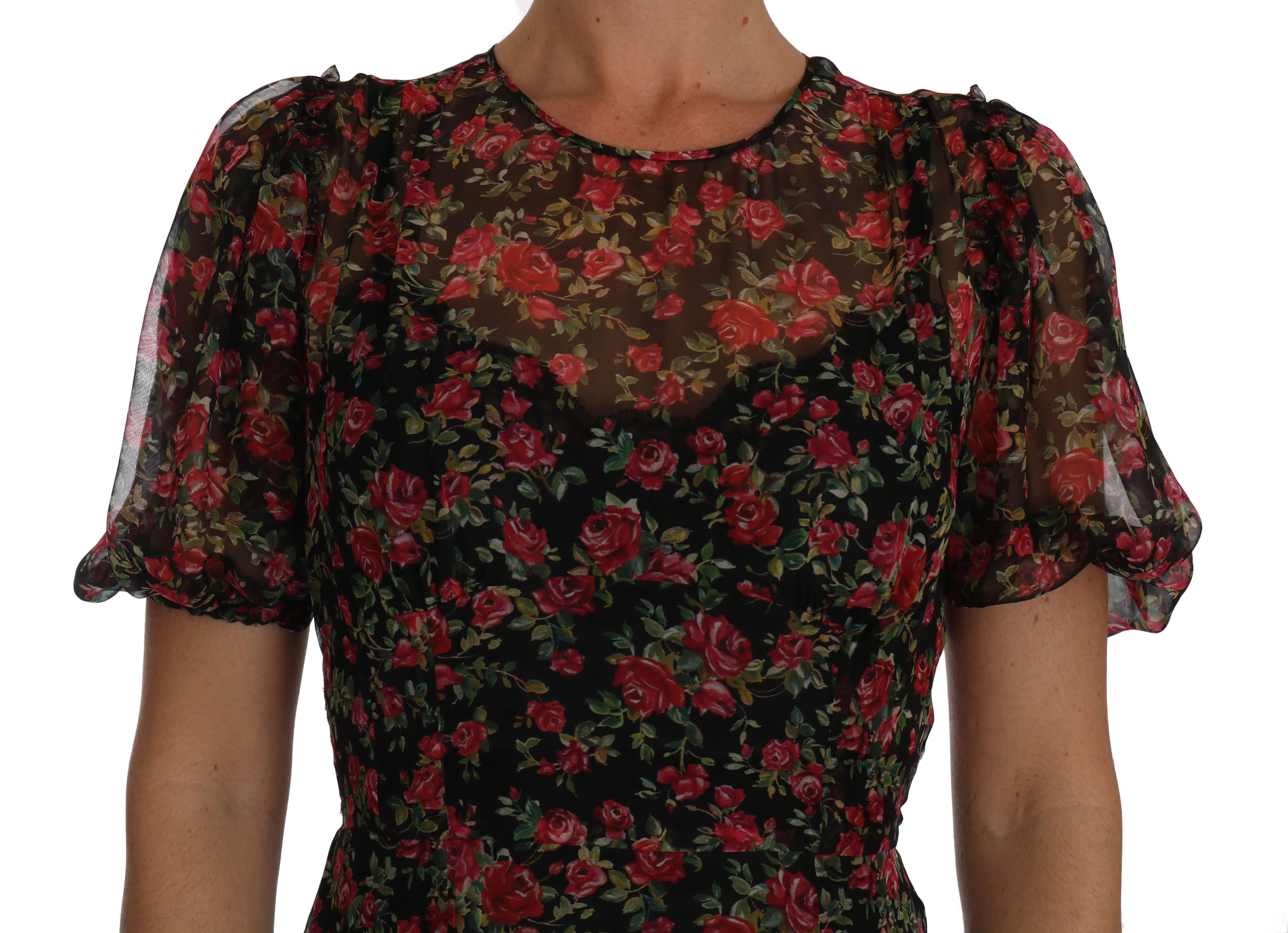 Elegant Floral A-Line Silk Dress sold by Louxly product image thumbnail 3