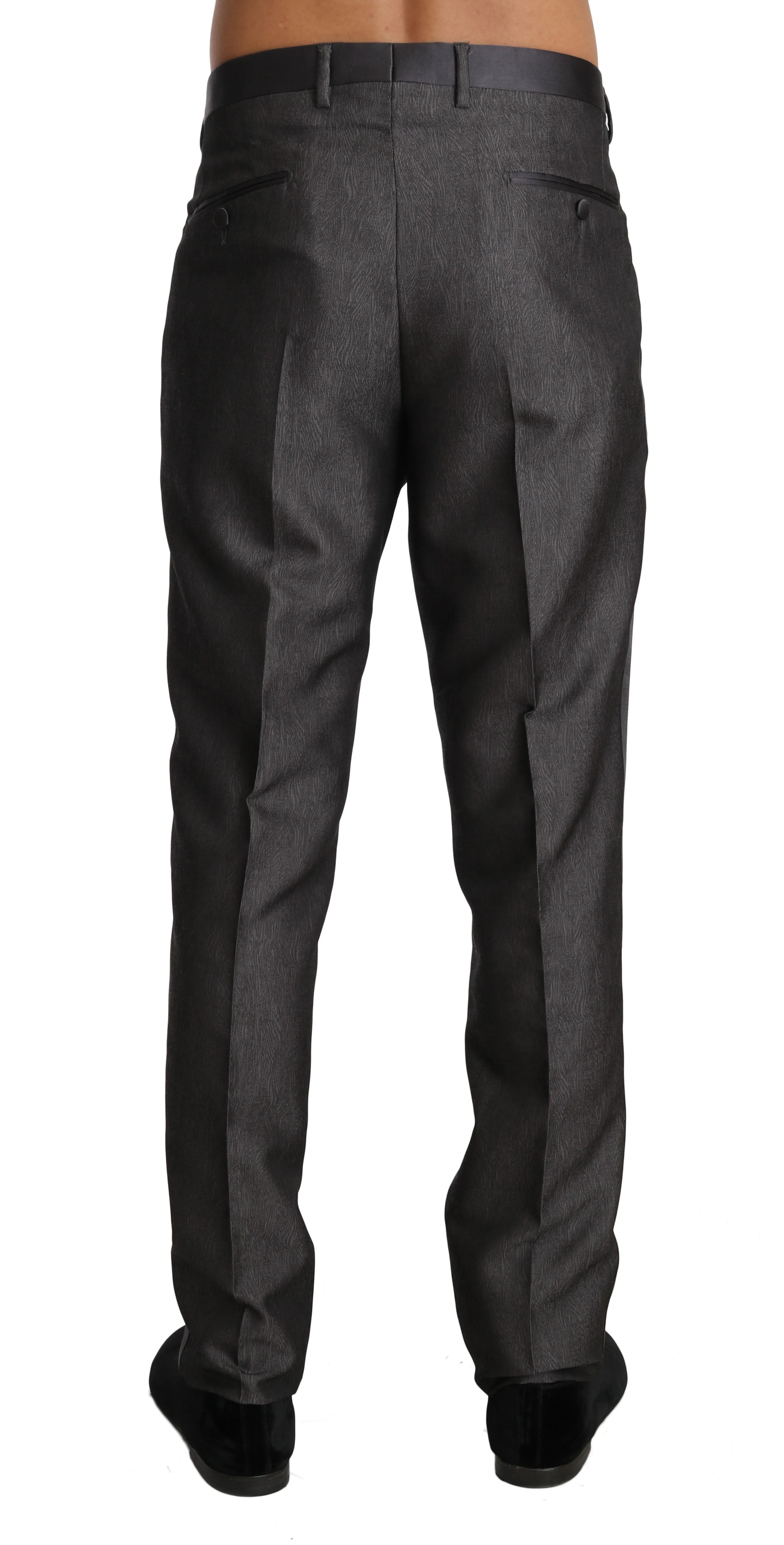 Elegant Patterned Gray Wool Blend Trousers sold by Louxly product image thumbnail 3