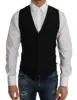 Sleek Black Wool Blend Formal Vest sold by Louxly