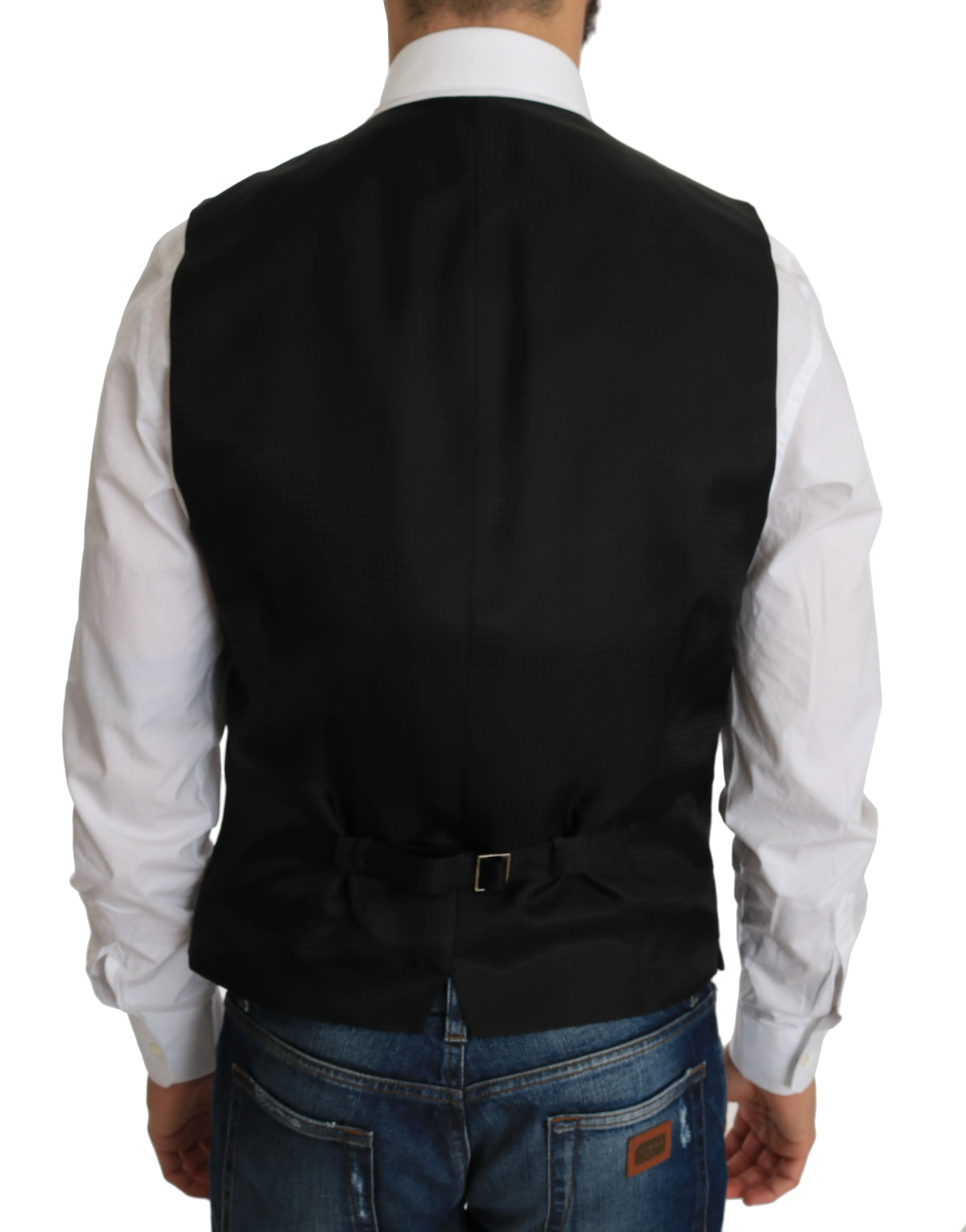 Elegant Black Silk Blend Formal Vest sold by Louxly product image thumbnail 4