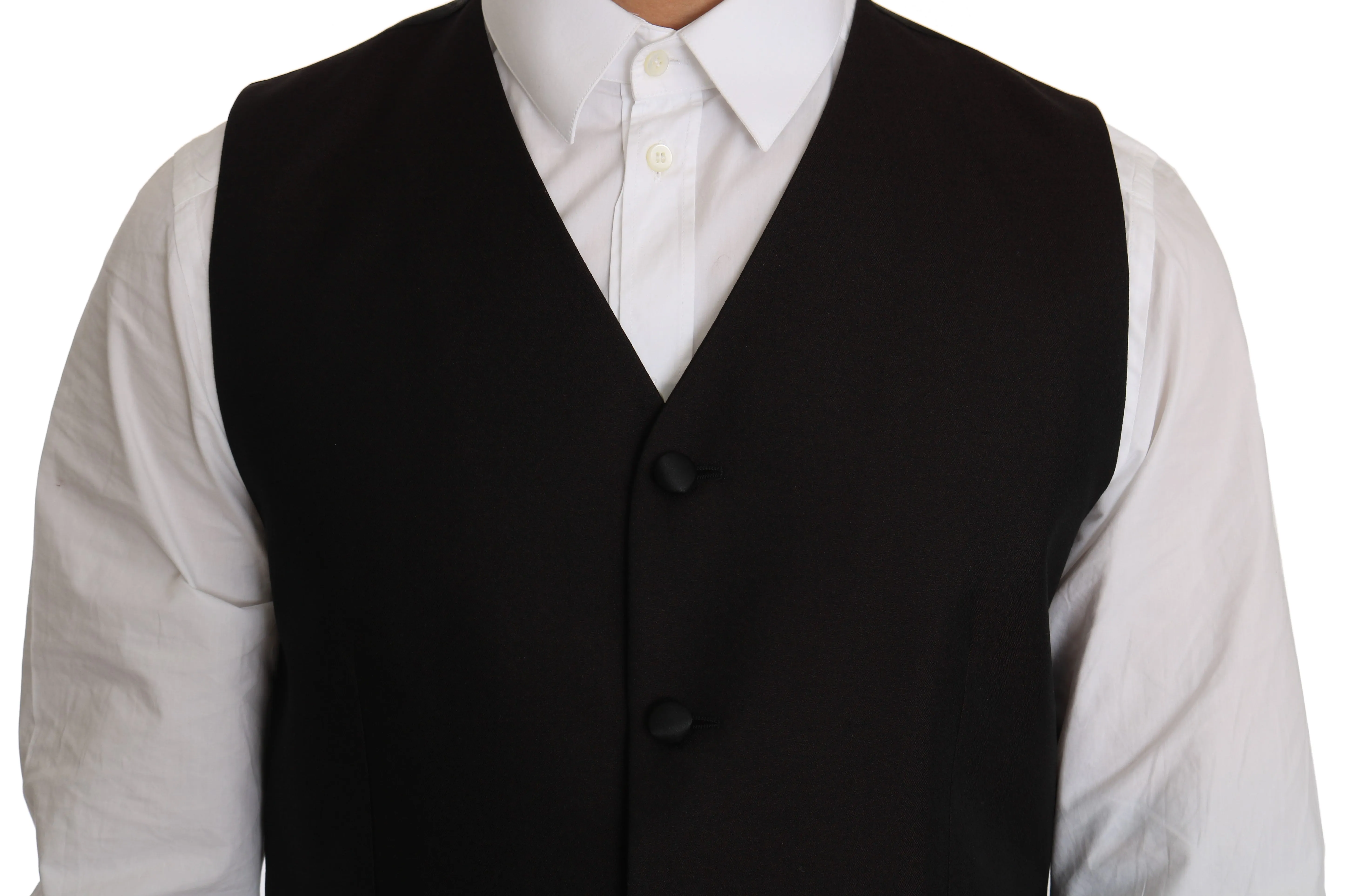 Elegant Black Silk Blend Formal Vest sold by Louxly product image thumbnail 2