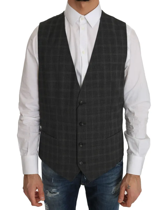 Elegant Checkered Wool Vest for the Urbane Man sold by Louxly