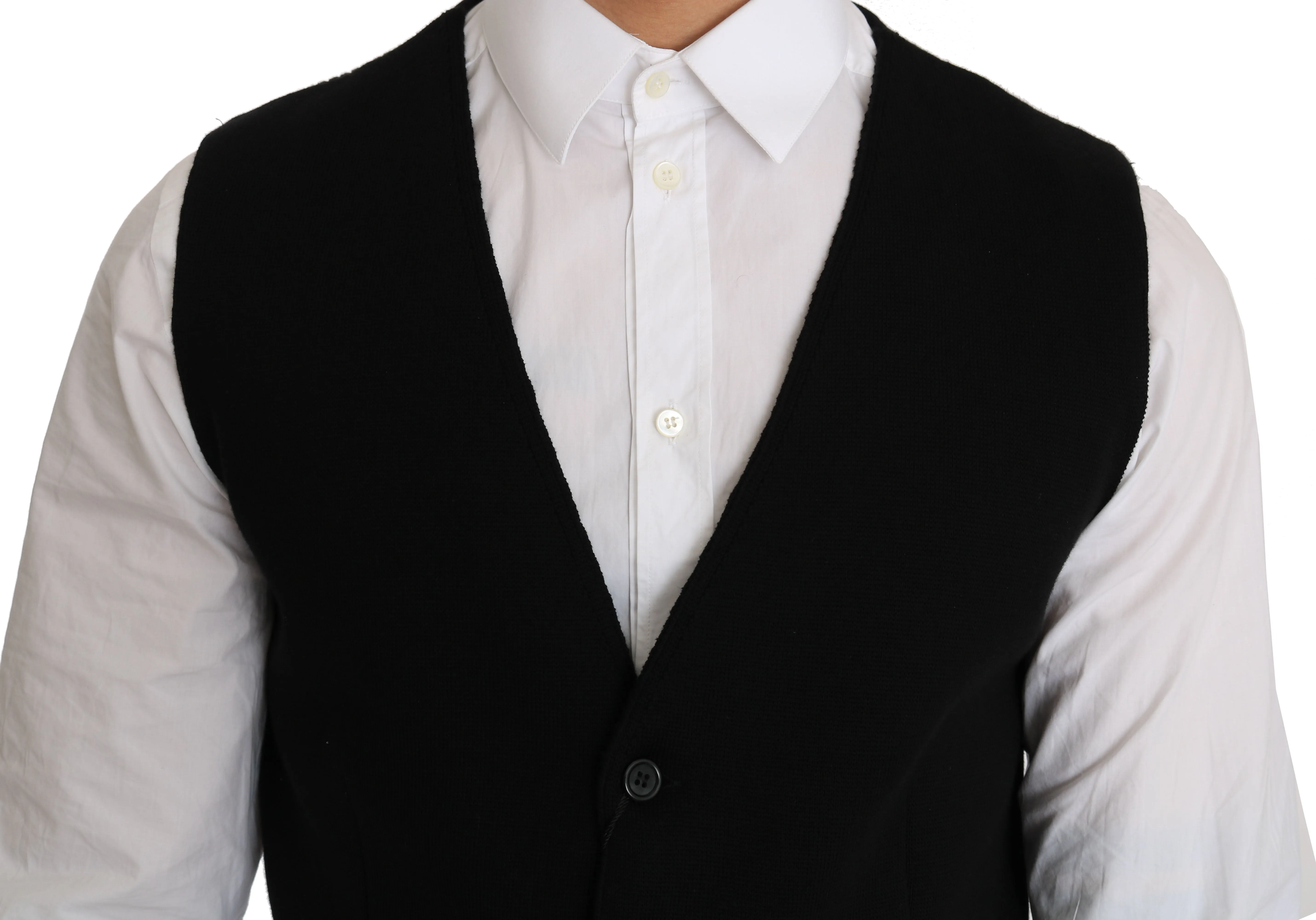 Sleek Black Cotton Formal Vest sold by Louxly product image thumbnail 2