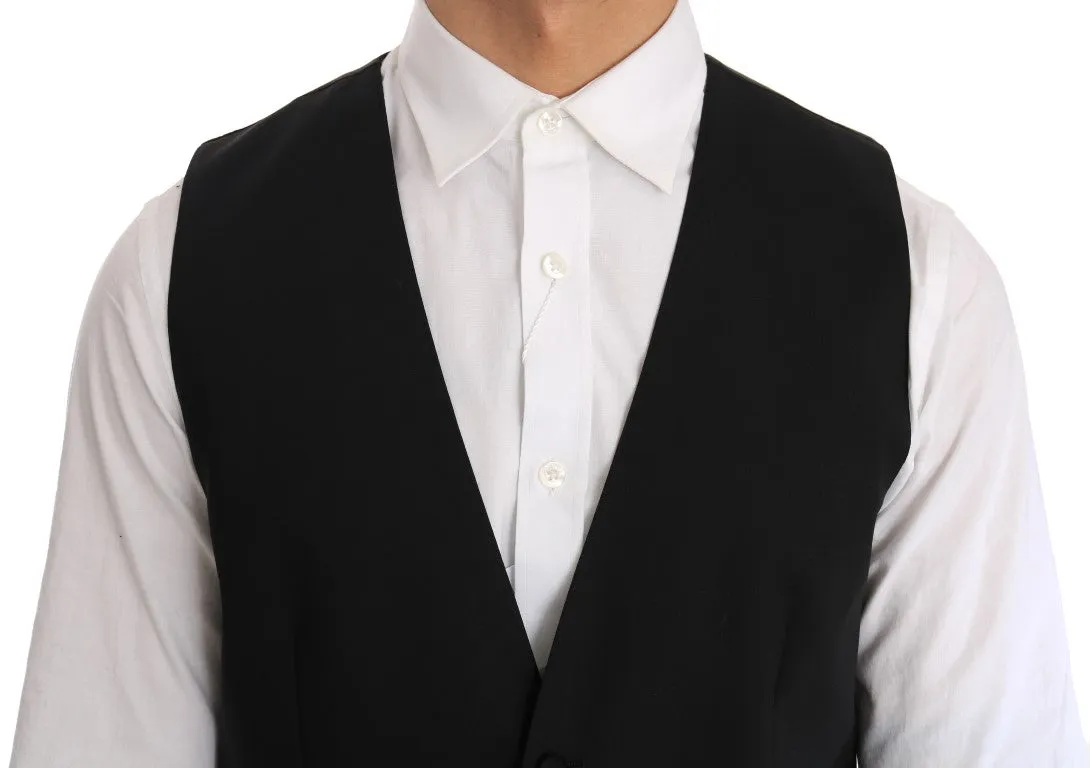 Elegant Slim Fit Formal Vest in Black sold by Louxly product image thumbnail 4
