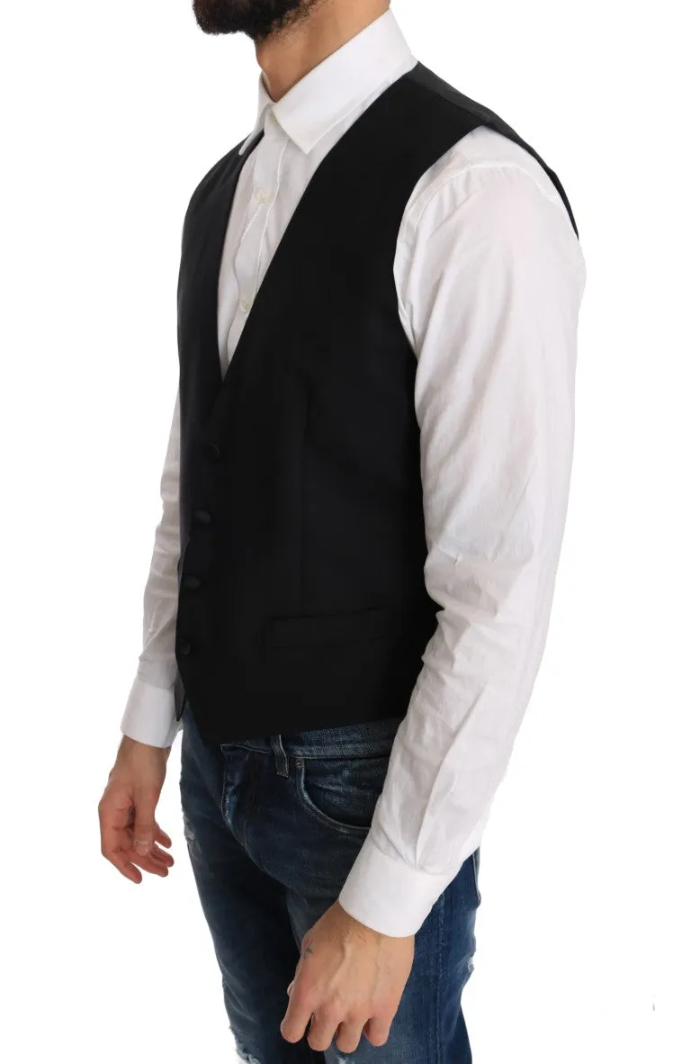 Elegant Slim Fit Formal Vest in Black sold by Louxly product image thumbnail 2