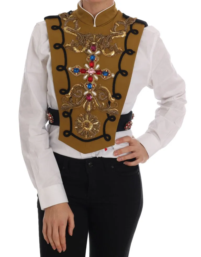 Runway Embellished Crystal Cross Vest sold by Louxly