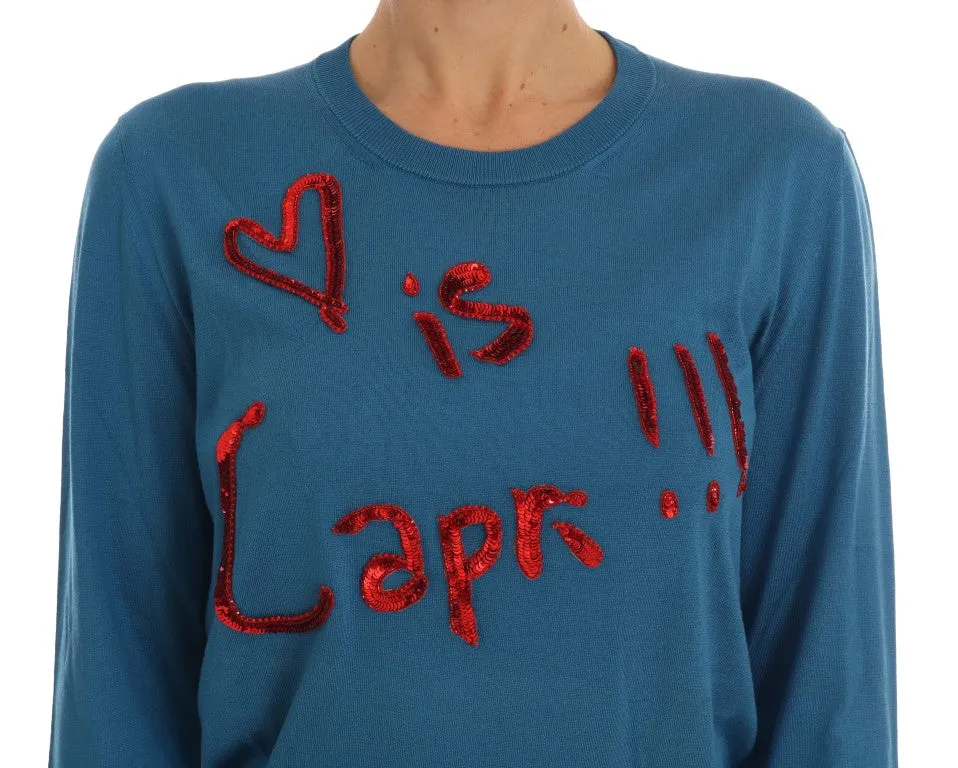 Blue Silk Sequined Capri Pullover Sweater sold by Louxly product image thumbnail 4