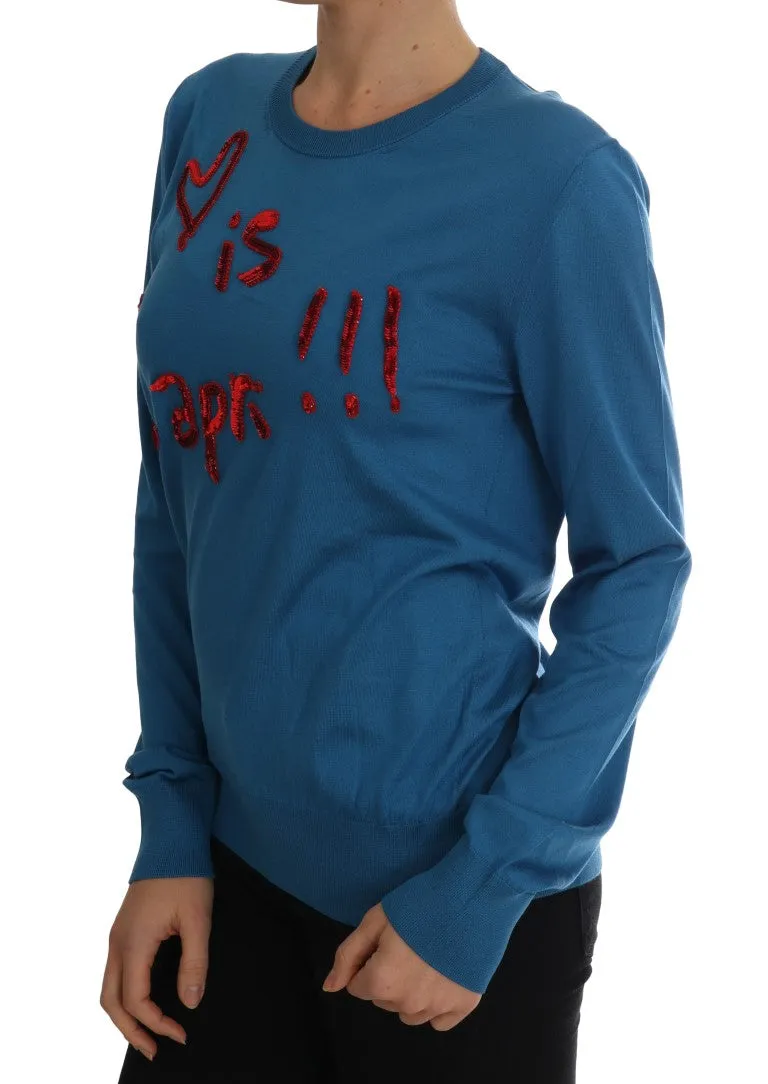 Blue Silk Sequined Capri Pullover Sweater sold by Louxly product image thumbnail 2
