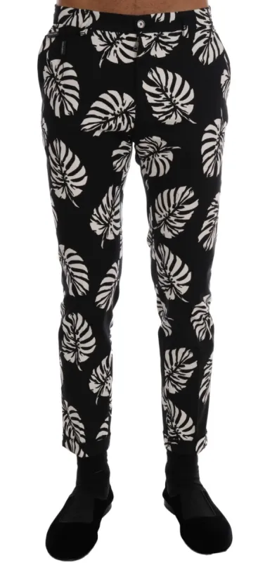 Slim Fit Leaf Print Ankle Pants sold by Louxly