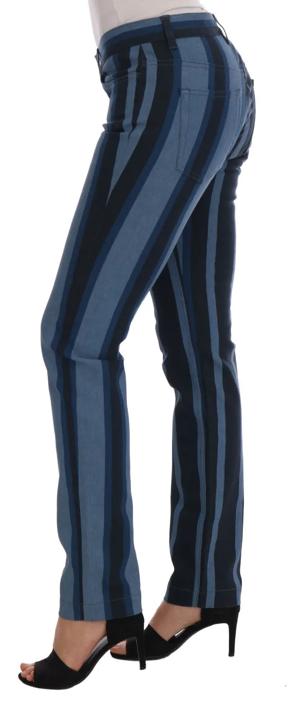Chic Blue Striped Slim Fit Girly Jeans sold by Louxly product image thumbnail 2
