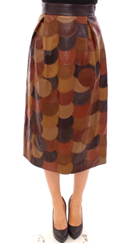 Elegant Leather Patchwork Skirt sold by Louxly