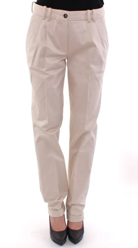 Elegant Beige Regular Fit Cotton Pants sold by Louxly