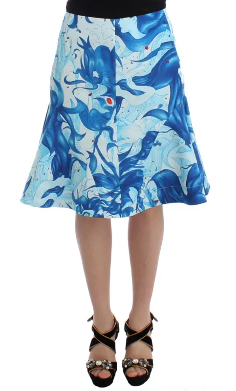 Elegant Fresco-Print Knee-Length Skirt sold by Louxly