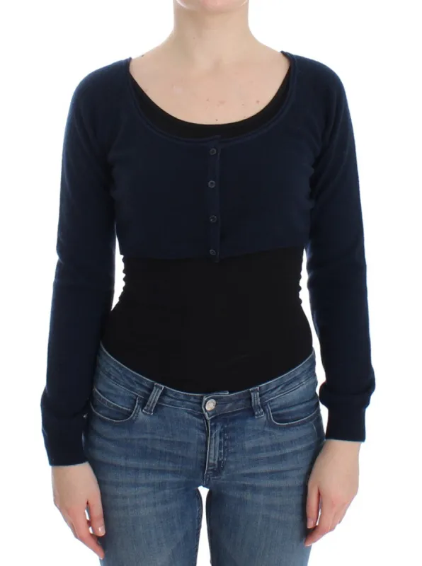 Chic Cashmere-Blend Cropped Sweater in Blue sold by Louxly
