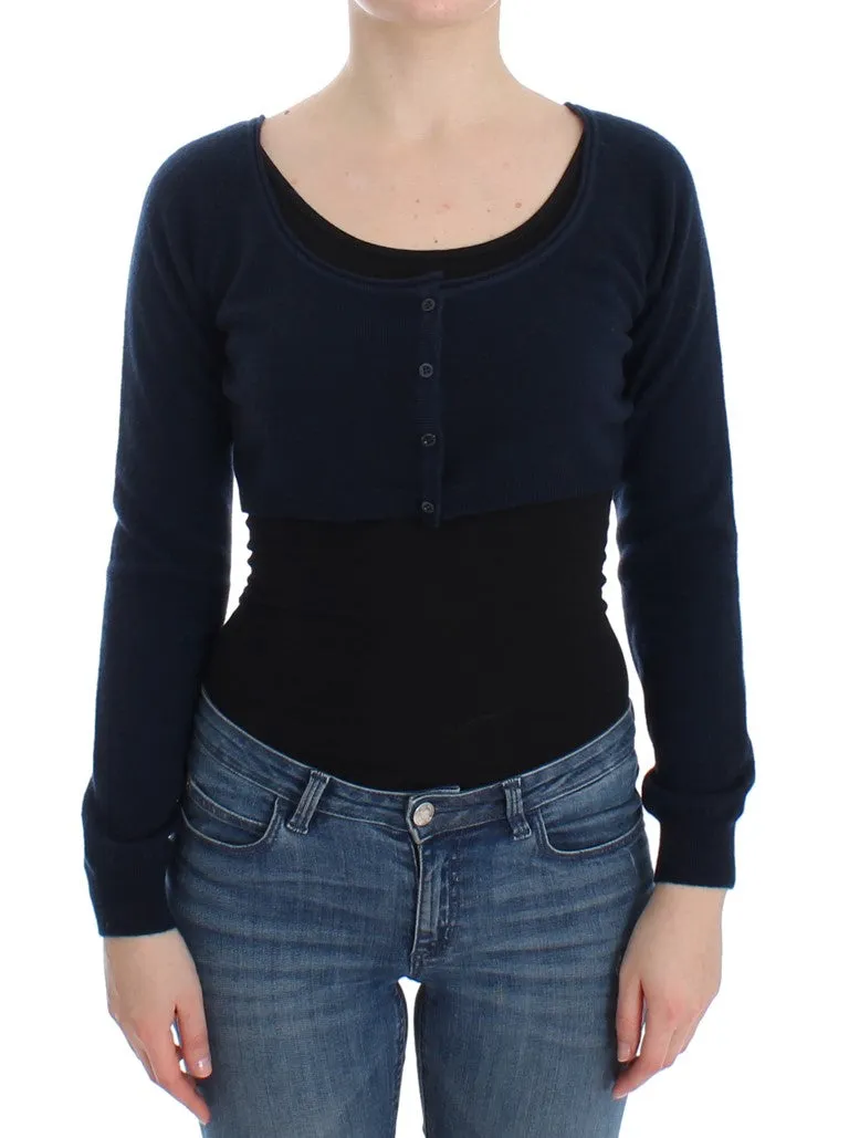 Chic Cashmere-Blend Cropped Sweater in Blue sold by Louxly