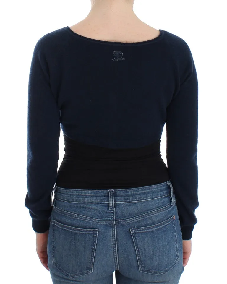 Chic Cashmere-Blend Cropped Sweater in Blue sold by Louxly product image thumbnail 3
