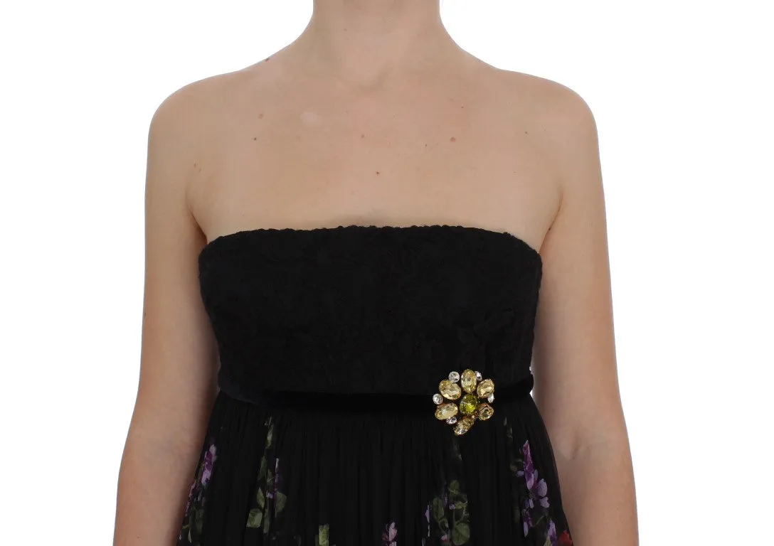 Multicolor Rose & Key Print Maxi Dress with Crystal sold by Louxly product image thumbnail 5