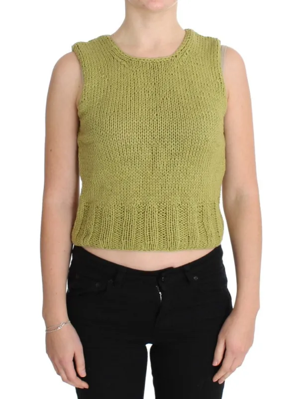 Chic Green Knitted Sleeveless Vest Sweater sold by Louxly