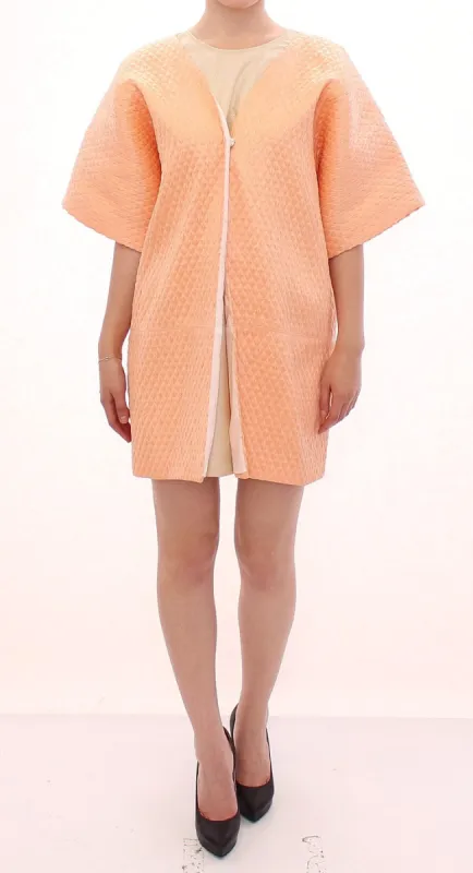 Chic Pink Silk-Blend Short Sleeve Coat sold by Louxly