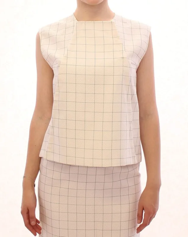 Chic White Sleeveless Cotton Shirt Top made by Louxly