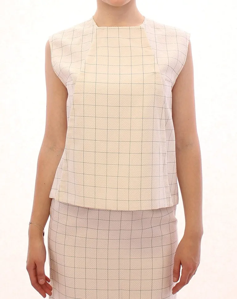 Chic White Sleeveless Cotton Shirt Top sold by Louxly