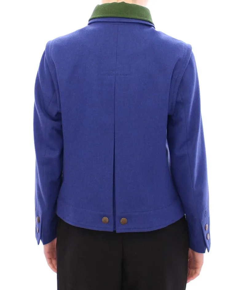 Elegant Blue Wool Jacket with Removable Collar sold by Louxly product image thumbnail 3
