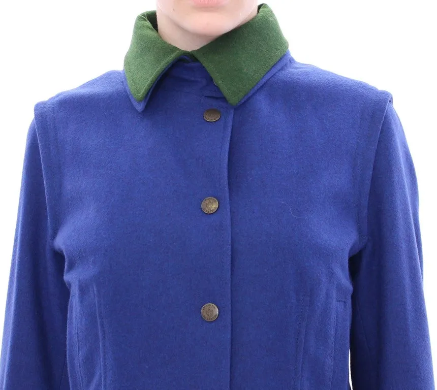Elegant Blue Wool Jacket with Removable Collar sold by Louxly product image thumbnail 4