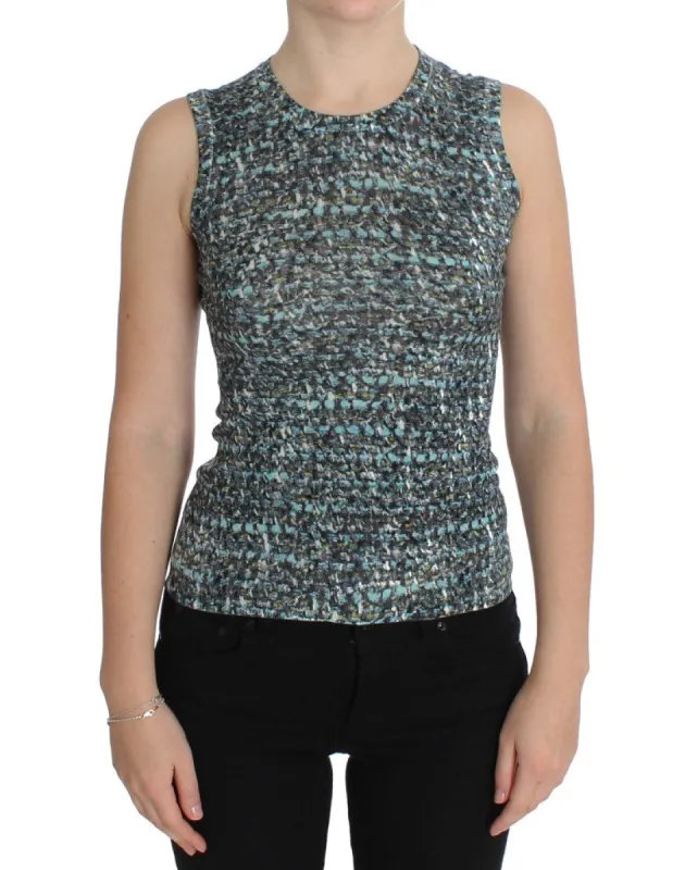 Elegant Blue Wool Vest Pullover Top sold by Louxly