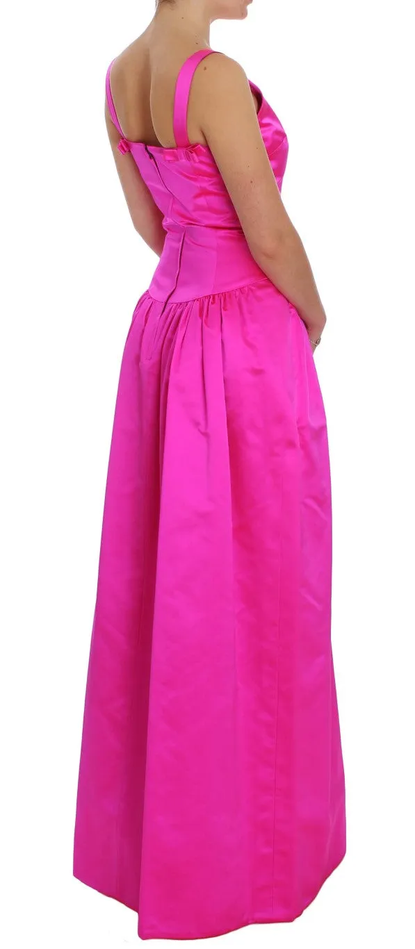 Elegant Silk Full Length Pink Sheath Dress sold by Louxly product image thumbnail 4