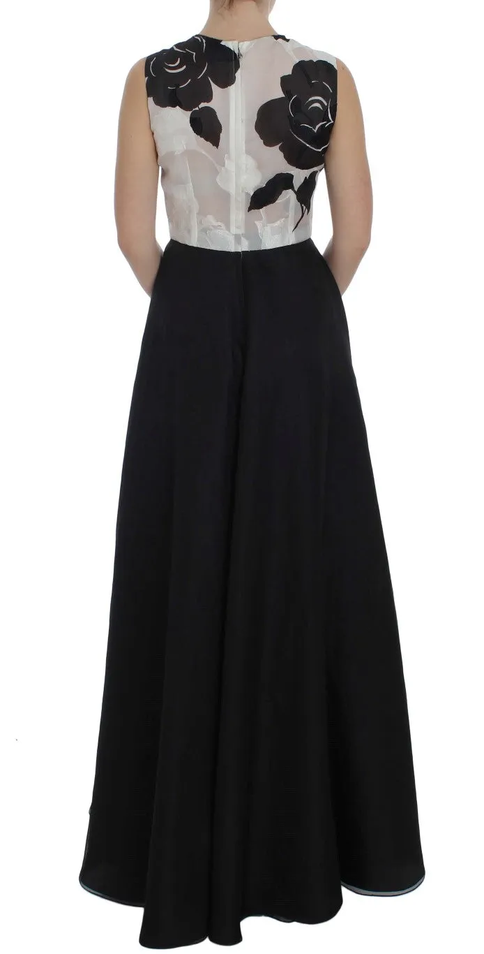 Elegant Floral Silk Full Length Dress sold by Louxly product image thumbnail 3